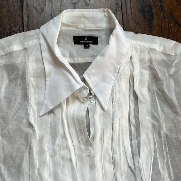 Wunderkind White Semi-Sheer Button Down LongSleeved Top - Picture 2 of 8
